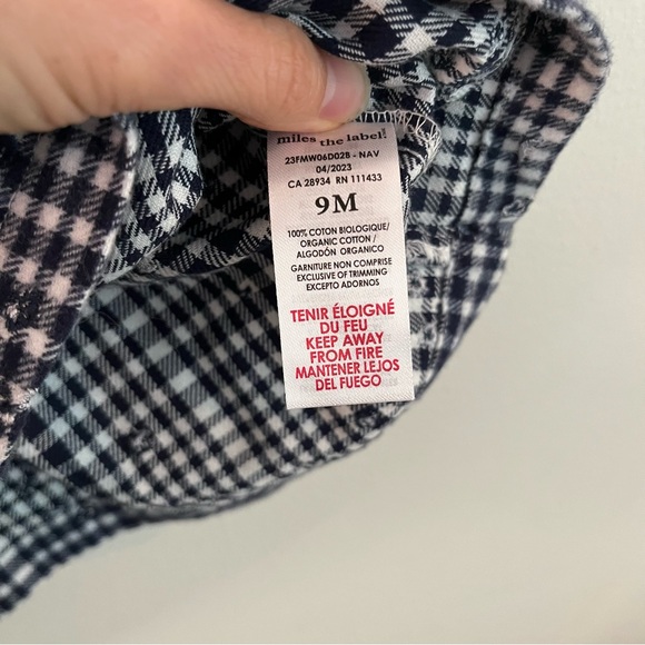 Miles the Label Girls' Flannel Navy and White Dress 9M - Picture 2 of 3